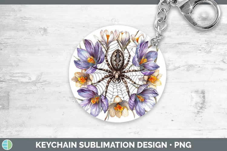 Halloween Spiderweb Flowers Crocus Keychain Sublimation Keyr