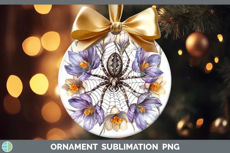 Halloween Spiderweb Flowers Crocus Ornament Sublimation Baub