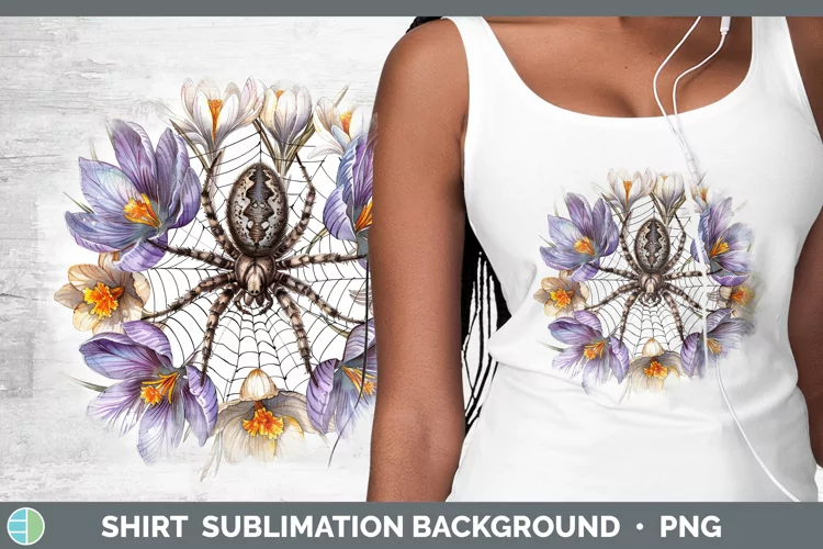 Halloween Spiderweb Flowers Crocus Shirt Sublimation Sublima
