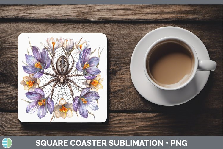 GorgeousHalloween Spiderweb Flowers Square Coaster design.