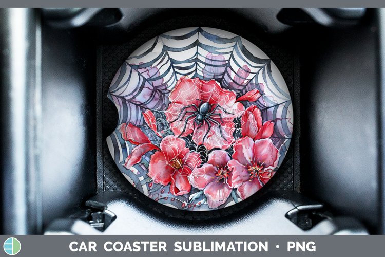 GorgeousHalloween Spiderweb Flowers Car Coaster design.