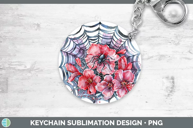 Halloween Spiderweb Flowers Cyclamen Keychain Sublimation Ke
