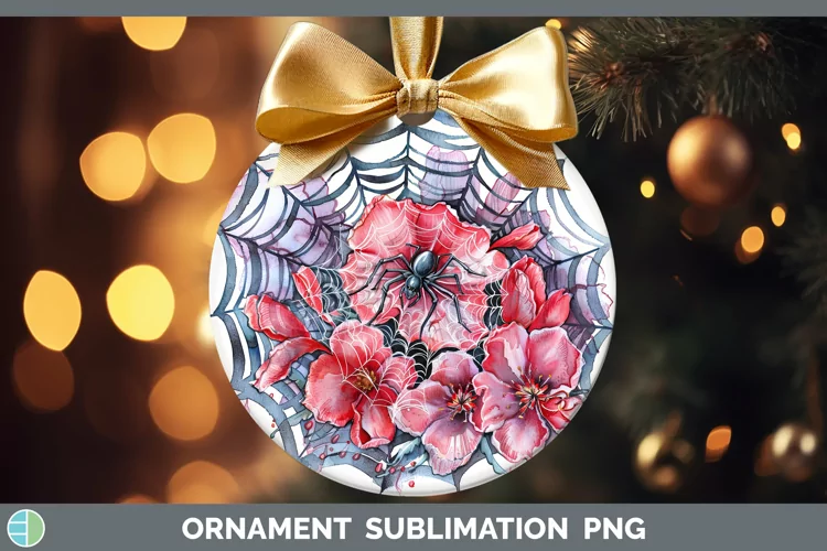 Halloween Spiderweb Flowers Cyclamen Ornament Sublimation Ba