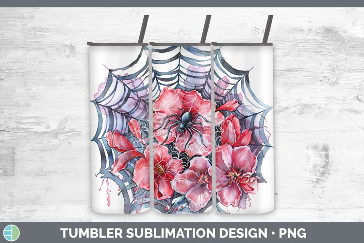 Halloween Spiderweb Flowers Cyclamen Tumbler Sublimation 20