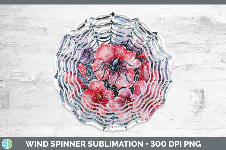 Halloween Spiderweb Flowers Cyclamen Wind Spinner Sublimatio