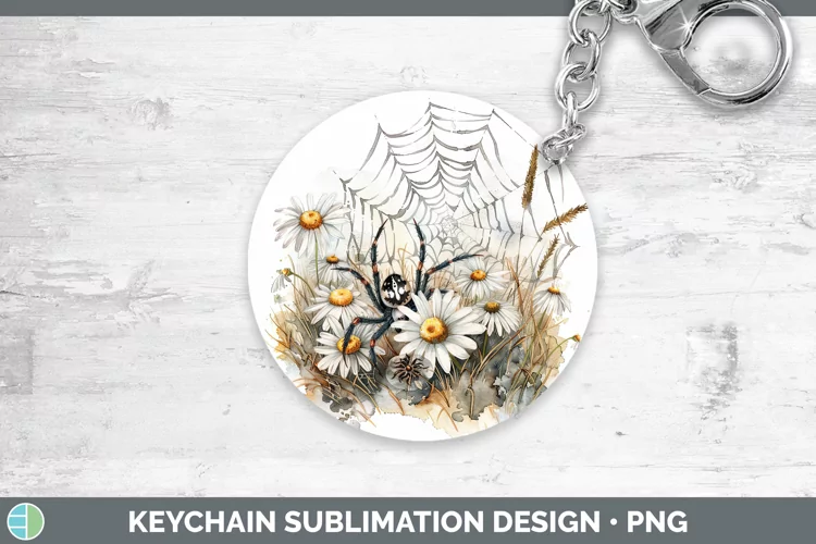 Halloween Spiderweb Flowers Daisy Keychain Sublimation Keyri