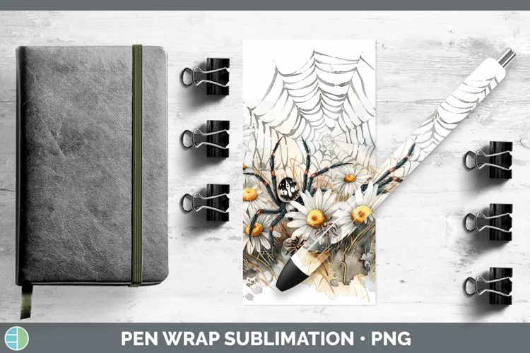 Halloween Spiderweb Flowers Daisy Pen Wrap Sublimation Epoxy