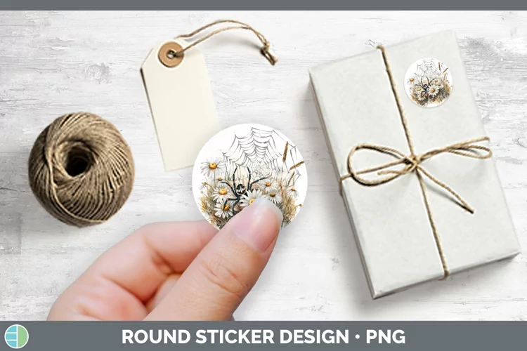 Halloween Spiderweb Flowers Daisy Stickers | Round Labels De