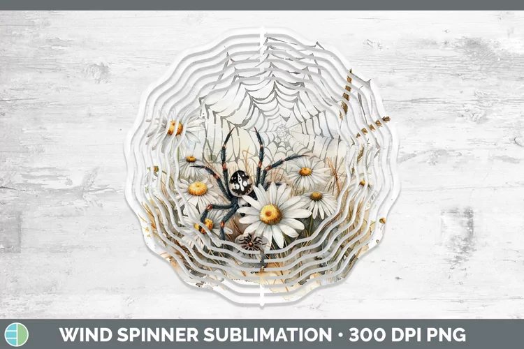 Halloween Spiderweb Flowers Daisy Wind Spinner Sublimation S