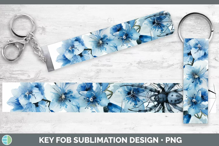 Halloween Spiderweb Flowers Delphinium Key Fob Sublimation W