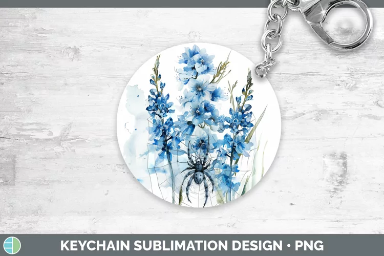 Halloween Spiderweb Flowers Delphinium Keychain Sublimation