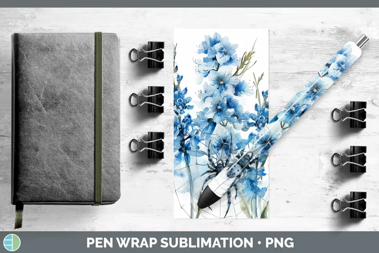 Halloween Spiderweb Flowers Delphinium Pen Wrap Sublimation