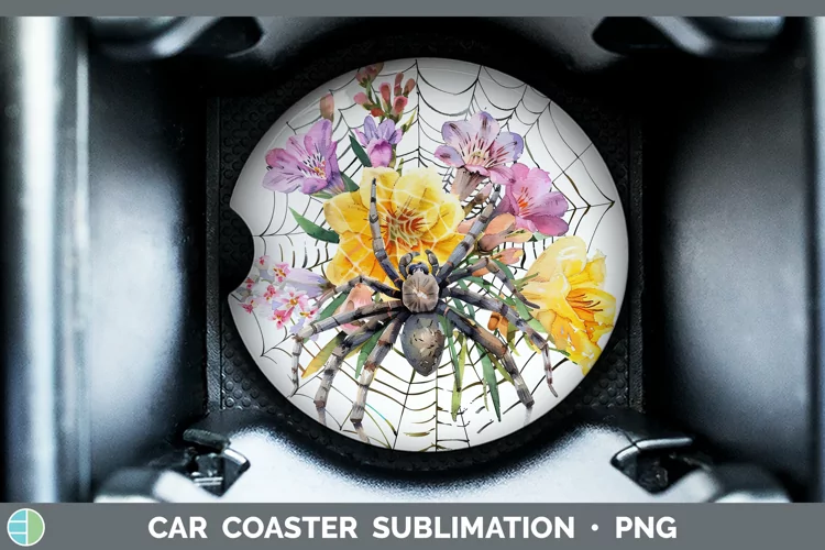 Halloween Spiderweb Flowers Freesia Car Coaster Sublimation