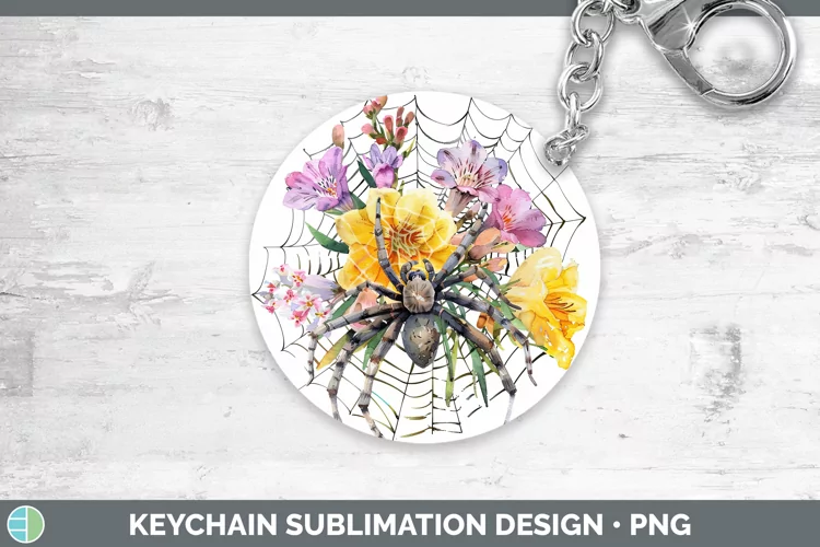 Halloween Spiderweb Flowers Freesia Keychain Sublimation Key