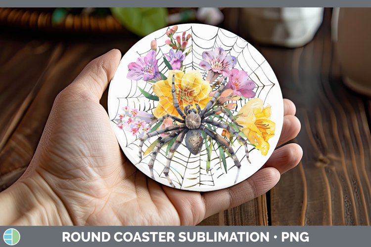 GorgeousHalloween Spiderweb Flowers Round Coaster design.