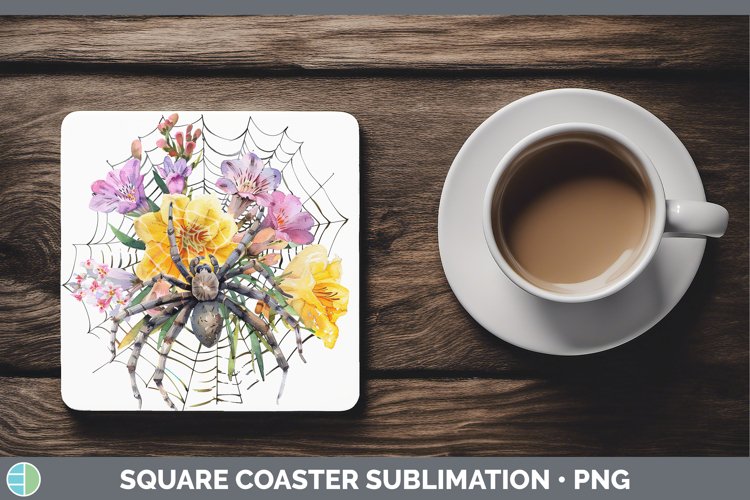GorgeousHalloween Spiderweb Flowers Square Coaster design.