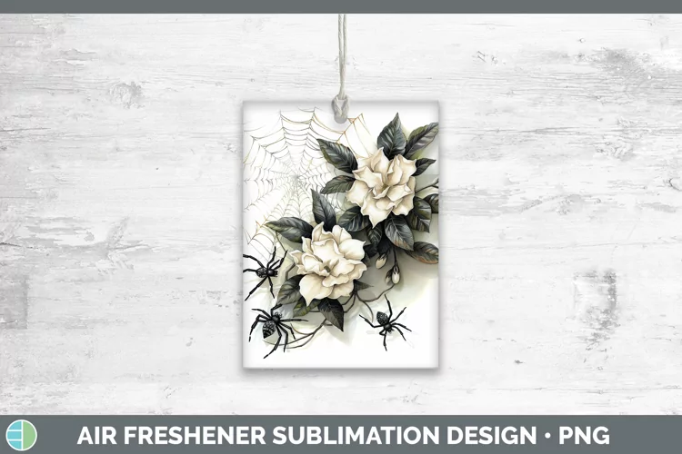 Halloween Spiderweb Flowers Gardenia Air Freshener Sublimati