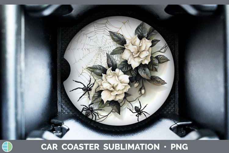 GorgeousHalloween Spiderweb Flowers Car Coaster design.