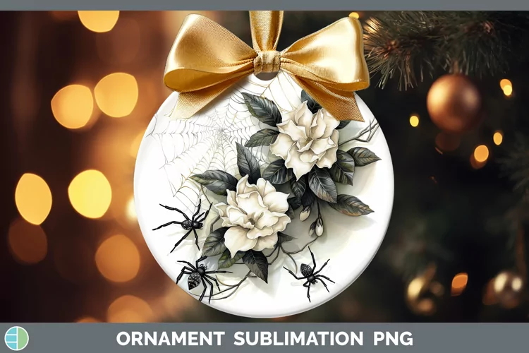 Halloween Spiderweb Flowers Gardenia Ornament Sublimation Ba