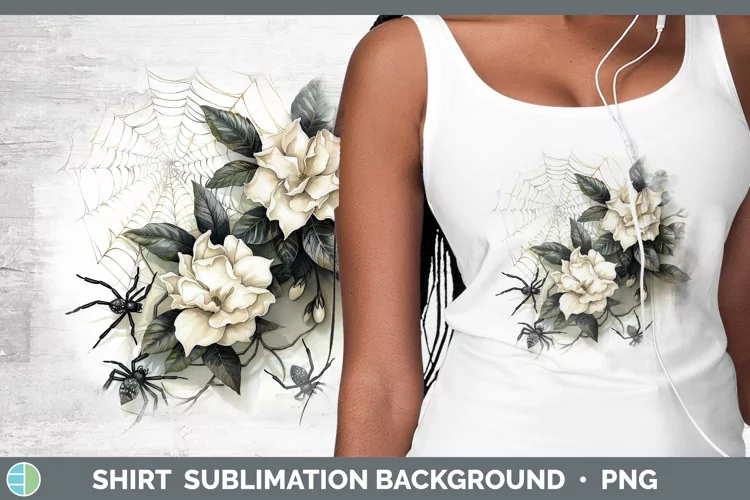 Halloween Spiderweb Flowers Gardenia Shirt Sublimation Subli