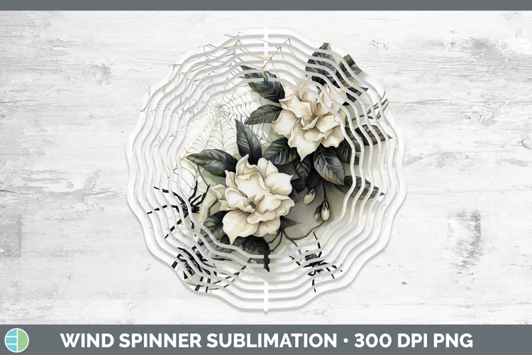 Halloween Spiderweb Flowers Gardenia Wind Spinner Sublimatio