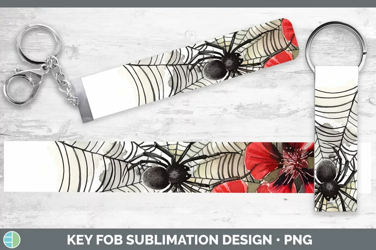 Halloween Spiderweb Flowers Geranium Key Fob Sublimation Wri