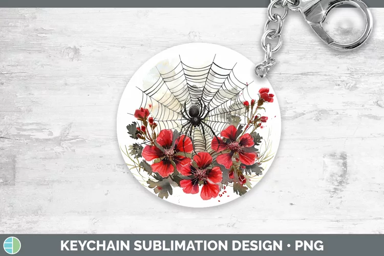 Halloween Spiderweb Flowers Geranium Keychain Sublimation Ke