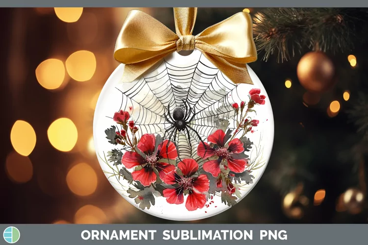 Halloween Spiderweb Flowers Geranium Ornament Sublimation Ba