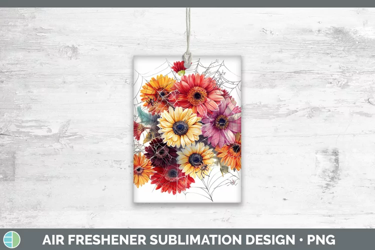 Halloween Spiderweb Flowers Gerbera Daisy Air Freshener Subl