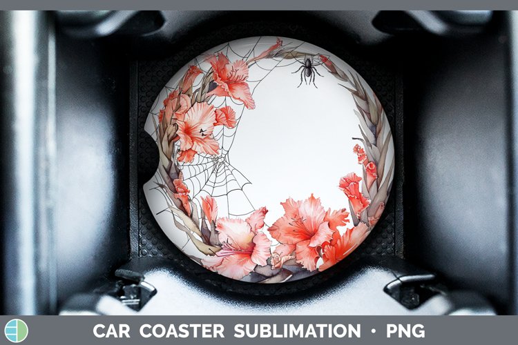 GorgeousHalloween Spiderweb Flowers Car Coaster design.