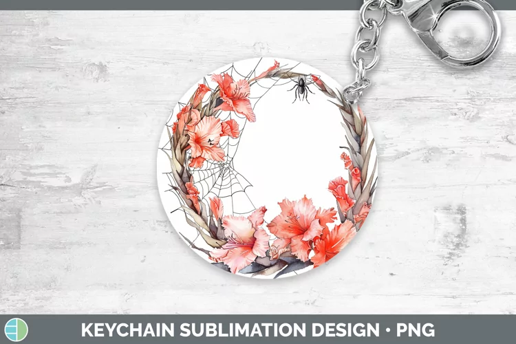Halloween Spiderweb Flowers Gladiolus Keychain Sublimation K