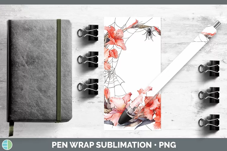 Halloween Spiderweb Flowers Gladiolus Pen Wrap Sublimation E