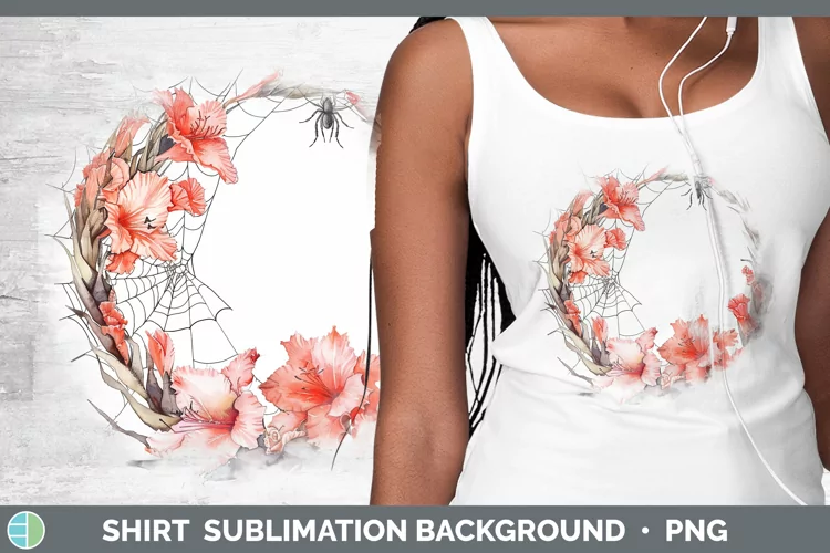 Halloween Spiderweb Flowers Gladiolus Shirt Sublimation Subl