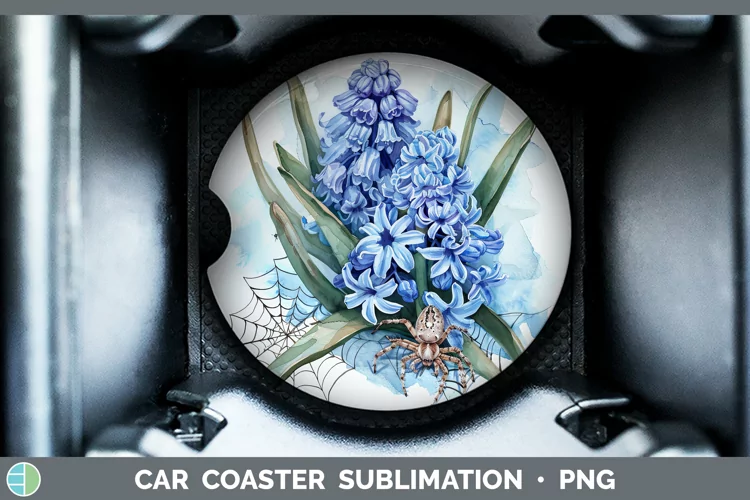 Halloween Spiderweb Flowers Hyacinth Car Coaster Sublimation
