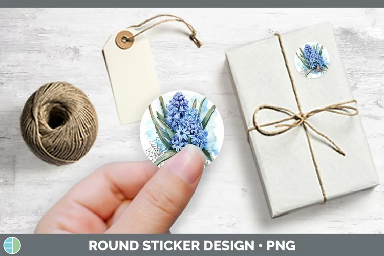Halloween Spiderweb Flowers Hyacinth Stickers | Round Labels