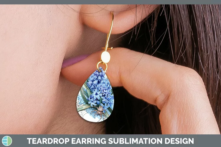 Halloween Spiderweb Flowers Hyacinth Teardrop Earrings Subli