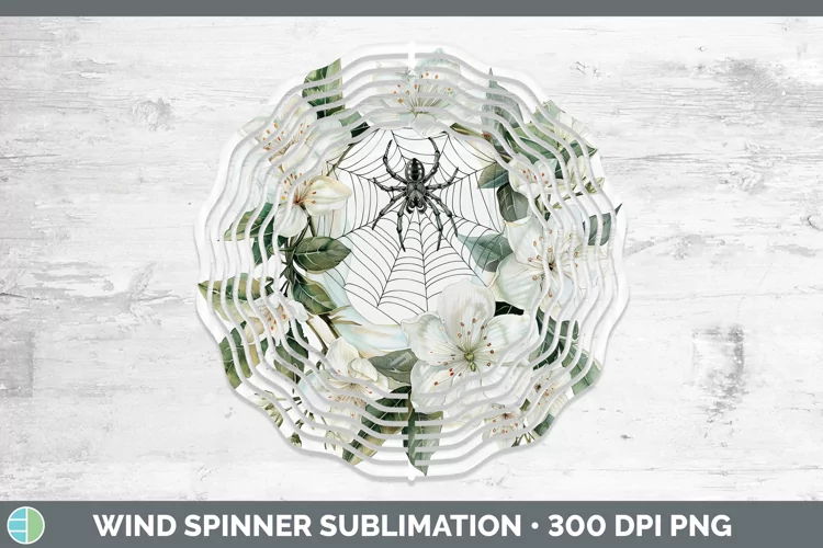 Halloween Spiderweb Flowers Jasmine Wind Spinner Sublimation