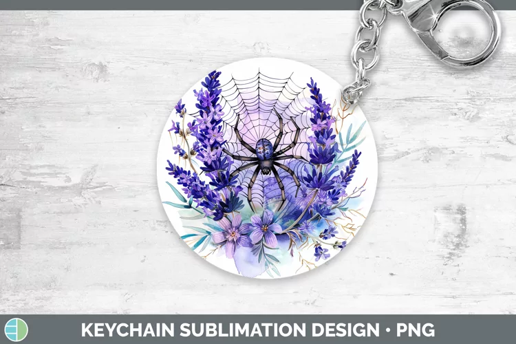 Halloween Spiderweb Flowers Lavender Keychain Sublimation Ke