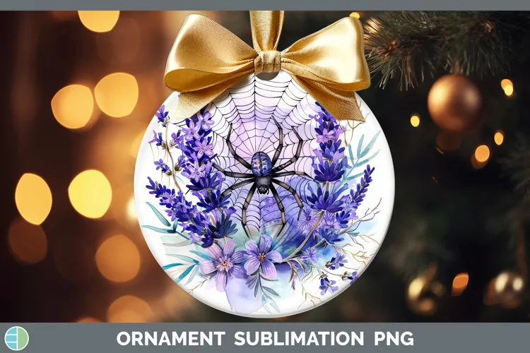 Halloween Spiderweb Flowers Lavender Ornament Sublimation Ba