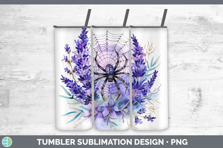 Halloween Spiderweb Flowers Lavender Tumbler Sublimation 20