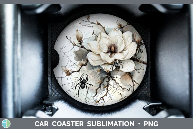 GorgeousHalloween Spiderweb Flowers Car Coaster design.