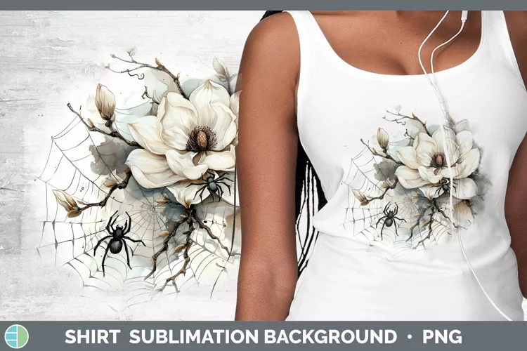 Halloween Spiderweb Flowers Magnolia Shirt Sublimation Subli