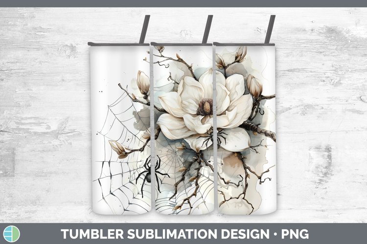 Halloween Spiderweb Flowers Magnolia Tumbler Sublimation 20