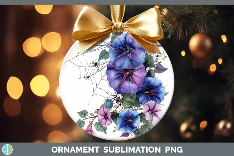 Halloween Spiderweb Flowers Morning Glory Ornament Sublimati