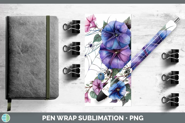 Halloween Spiderweb Flowers Morning Glory Pen Wrap Sublimati