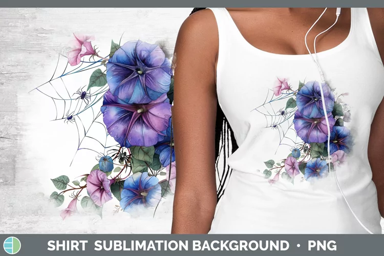 Halloween Spiderweb Flowers Morning Glory Shirt Sublimation