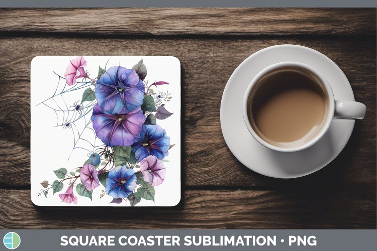 GorgeousHalloween Spiderweb Flowers Square Coaster design.