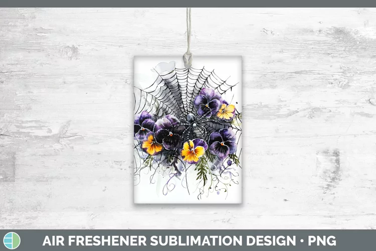 Halloween Spiderweb Flowers Pansy Air Freshener Sublimation