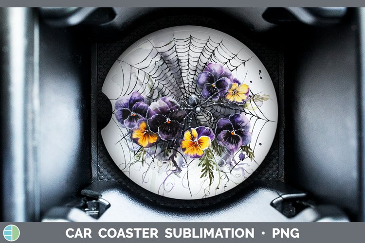 GorgeousHalloween Spiderweb Flowers Car Coaster design.