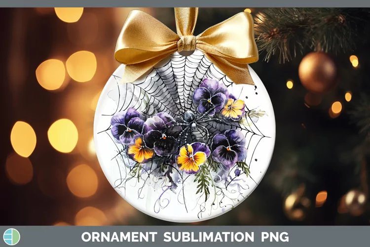 Halloween Spiderweb Flowers Pansy Ornament Sublimation Baubl